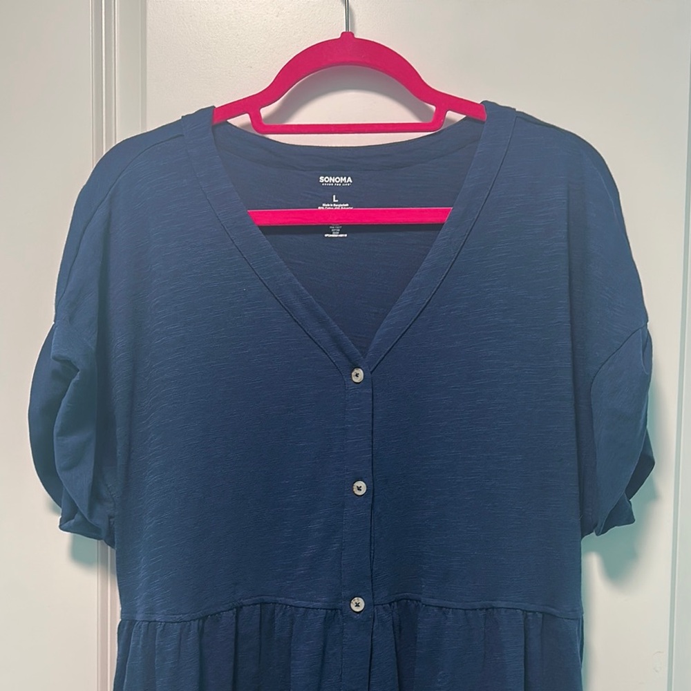 Sonoma Blue Relaxed Button Down Dress